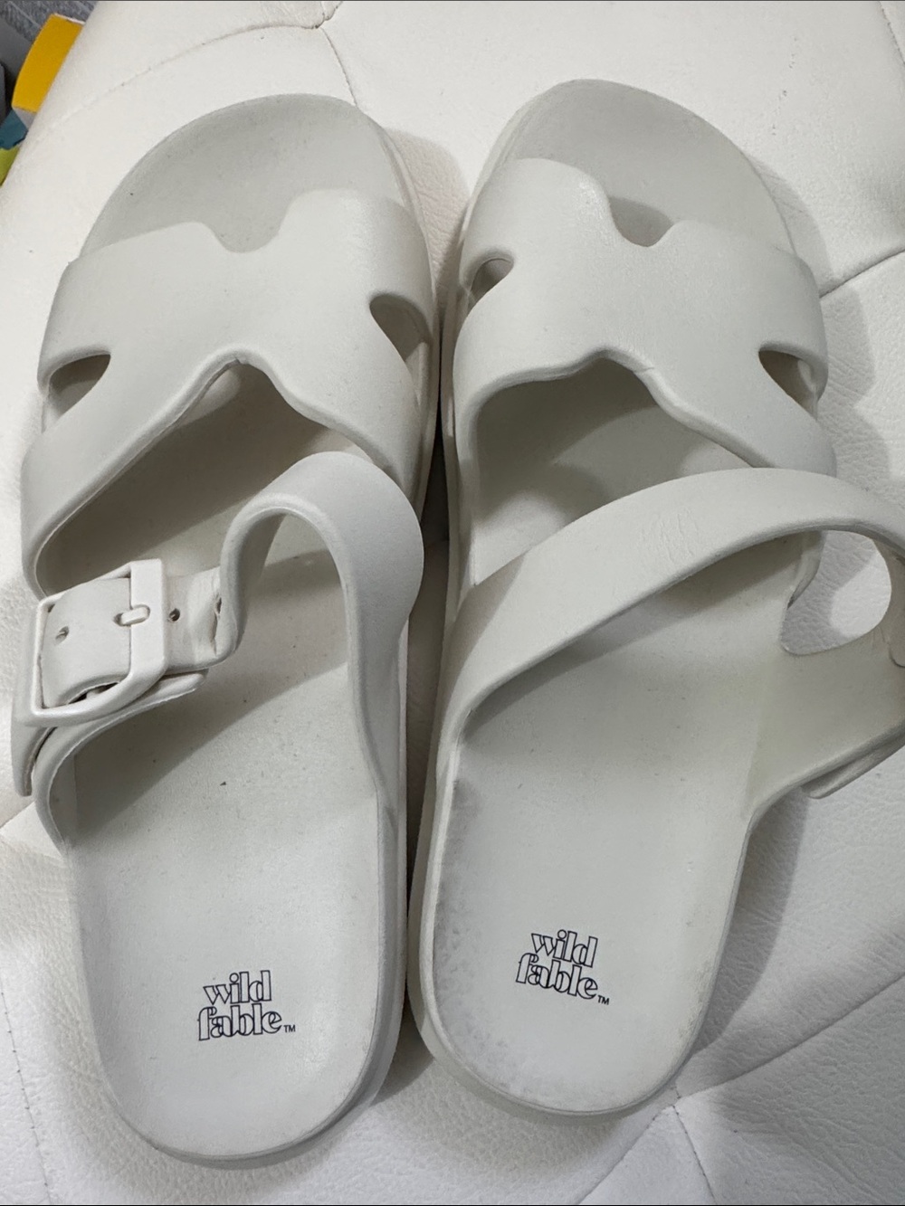 Wild Fable Women's White Adjustable Slide Sandals